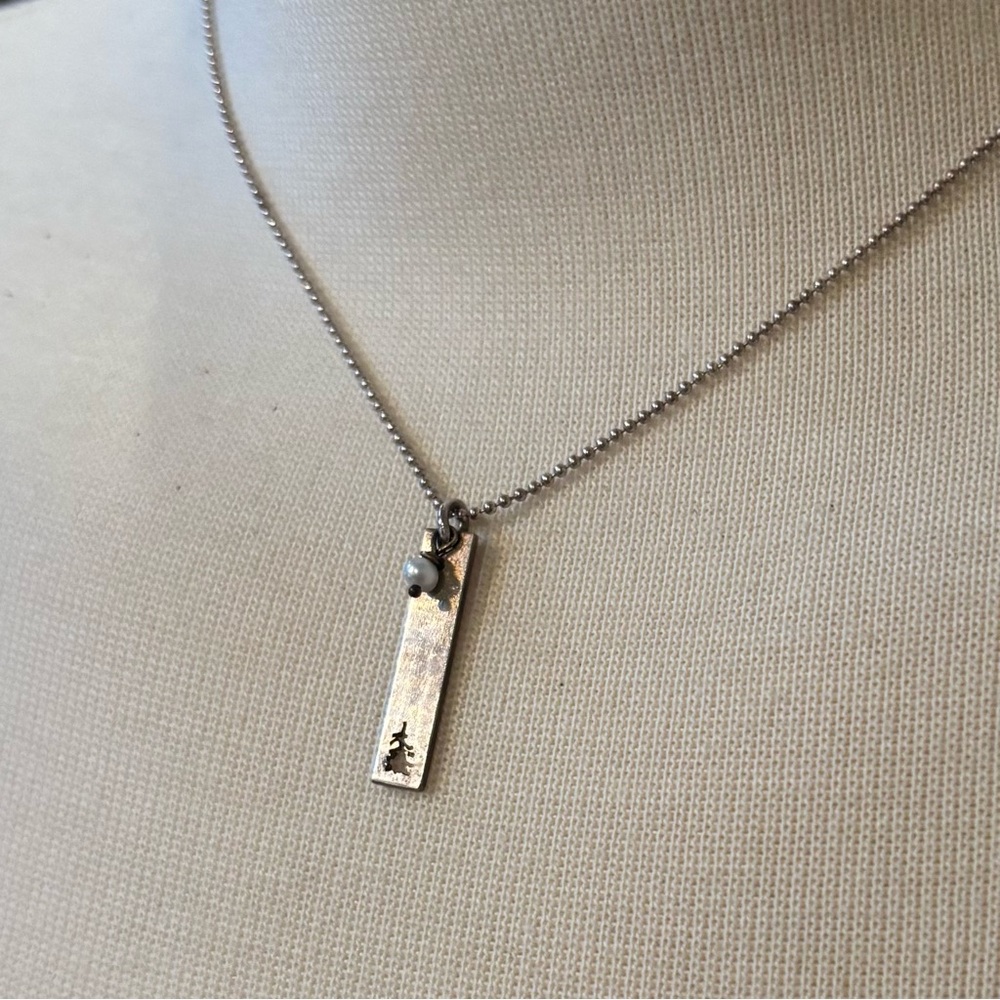 Sterling Silver 16” Tiny Pendant and Pearl Handmade Necklace.